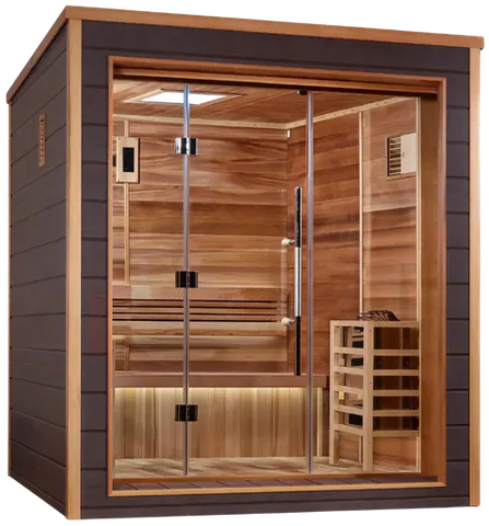 Golden Designs GDI-8203-01 Drammen 3 Person Outdoor-Indoor Traditional Sauna - Canadian Red Cedar Interior (New)