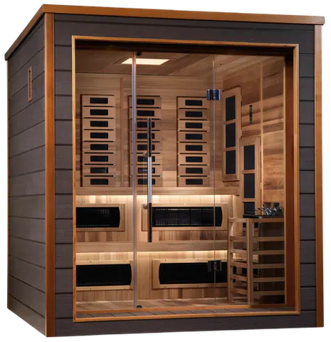 Golden Designs GDI-8226-01 Karlstad 6 Person Outdoor-Indoor PureTech Hybrid Full Spectrum Sauna - Canadian Red Cedar Interior (New)