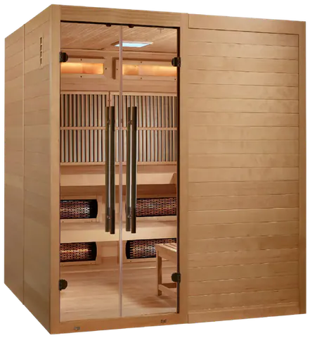 Golden Designs GDI-8360-01 Toledo Near Zero EMF Full Spectrum and Harvia Traditional Stove Hybrid Sauna (New)