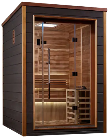 Golden Designs Narvik 2 Person Outdoor-Indoor Traditional Sauna (GDI-8202-01) - Canadian Red Cedar Interior (New)