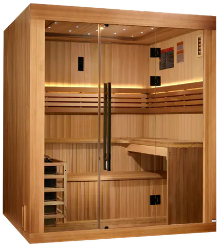 GoldenDesigns GDI-7689-02 Osla Edition 6 Person Traditional Sauna - Canadian Red Cedar Interior and Pacific Premium Clear Cedar Exterior (New)