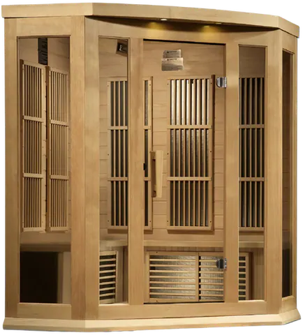 GoldenDesigns MX-K356-01-ZF Hemlock Maxxus 3 Person Corner Near Zero EMF FAR Infrared Sauna (New)
